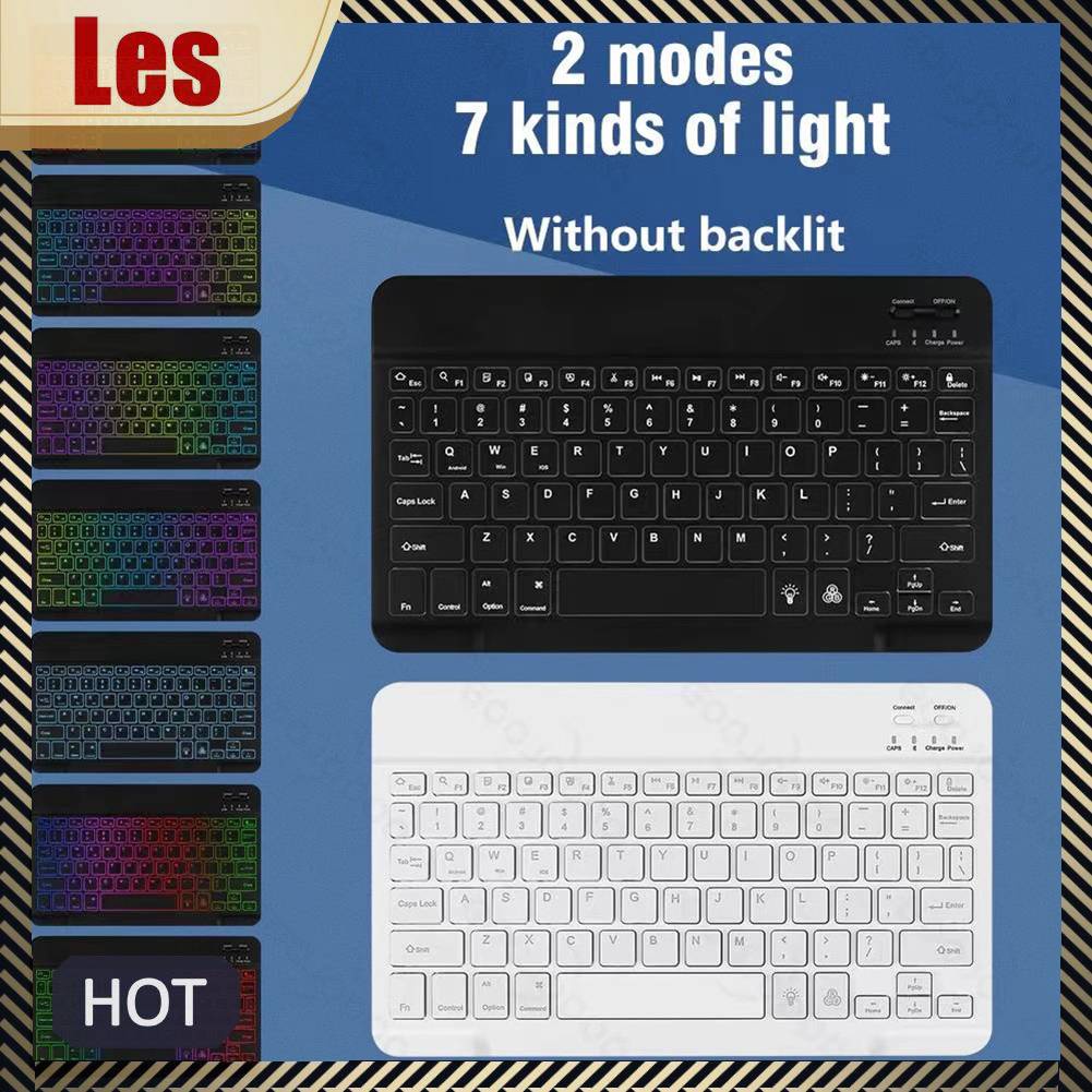 Bàn Phím Và Chuột Không Dây 10 Inch Có Đèn Nền RGB Cho Pad Laptop Tablet