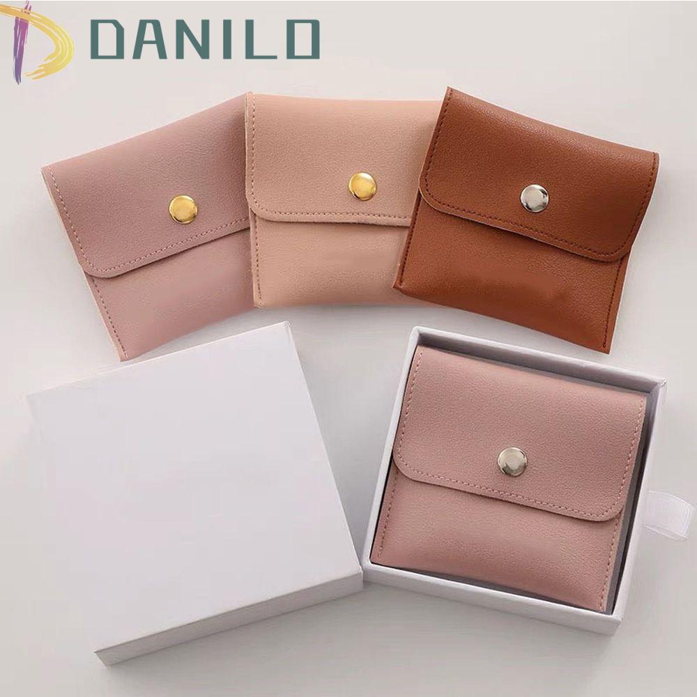 DANILO Pu Ví Đựng Tiền Xu / Trang Sức Bằng Da Có Nút Bấm Sáng Tạo Phong Cách Hàn Quốc
