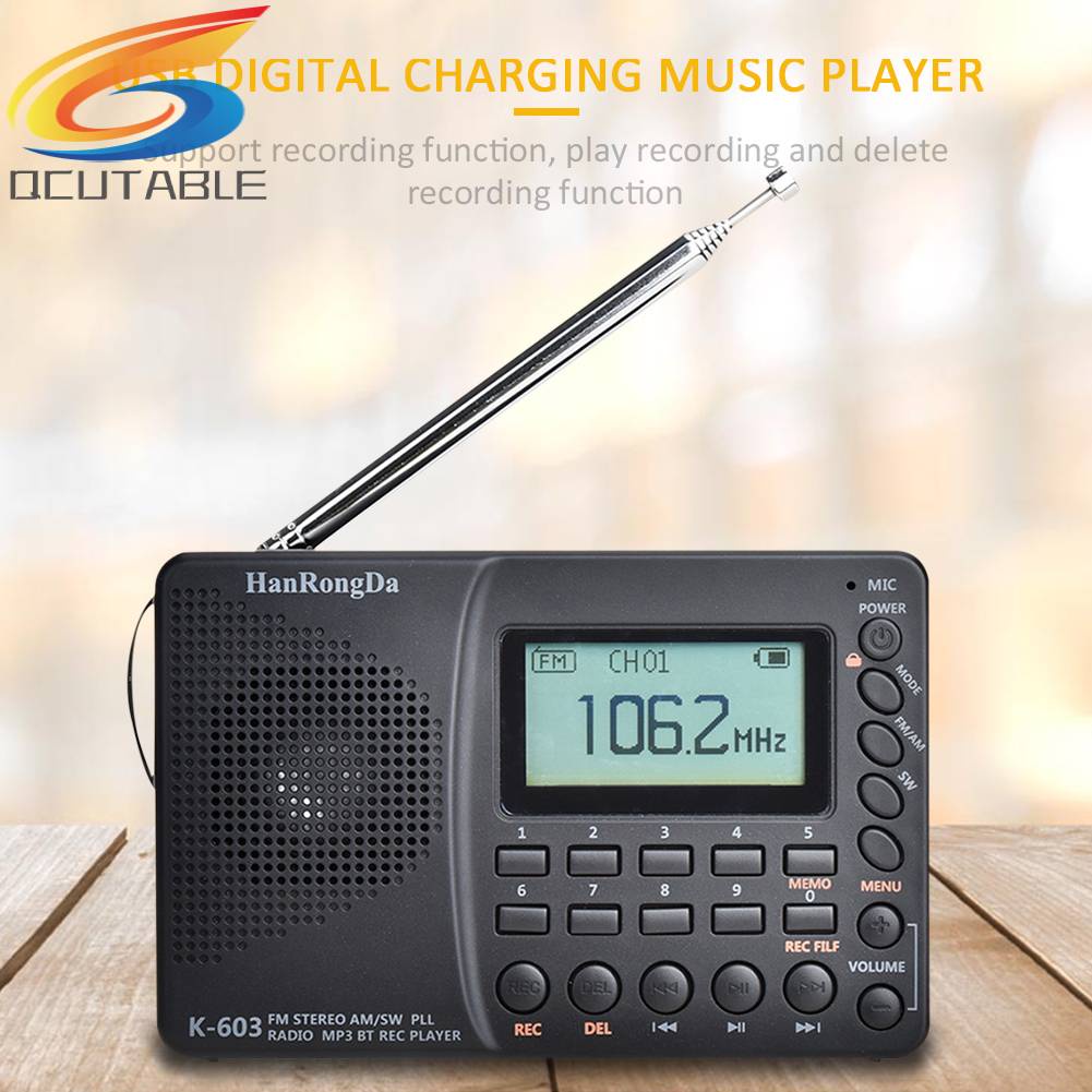 Radio AM FM SW Kỹ Thuật Số Cổng Sạc USB Hỗ Trợ Thẻ TF