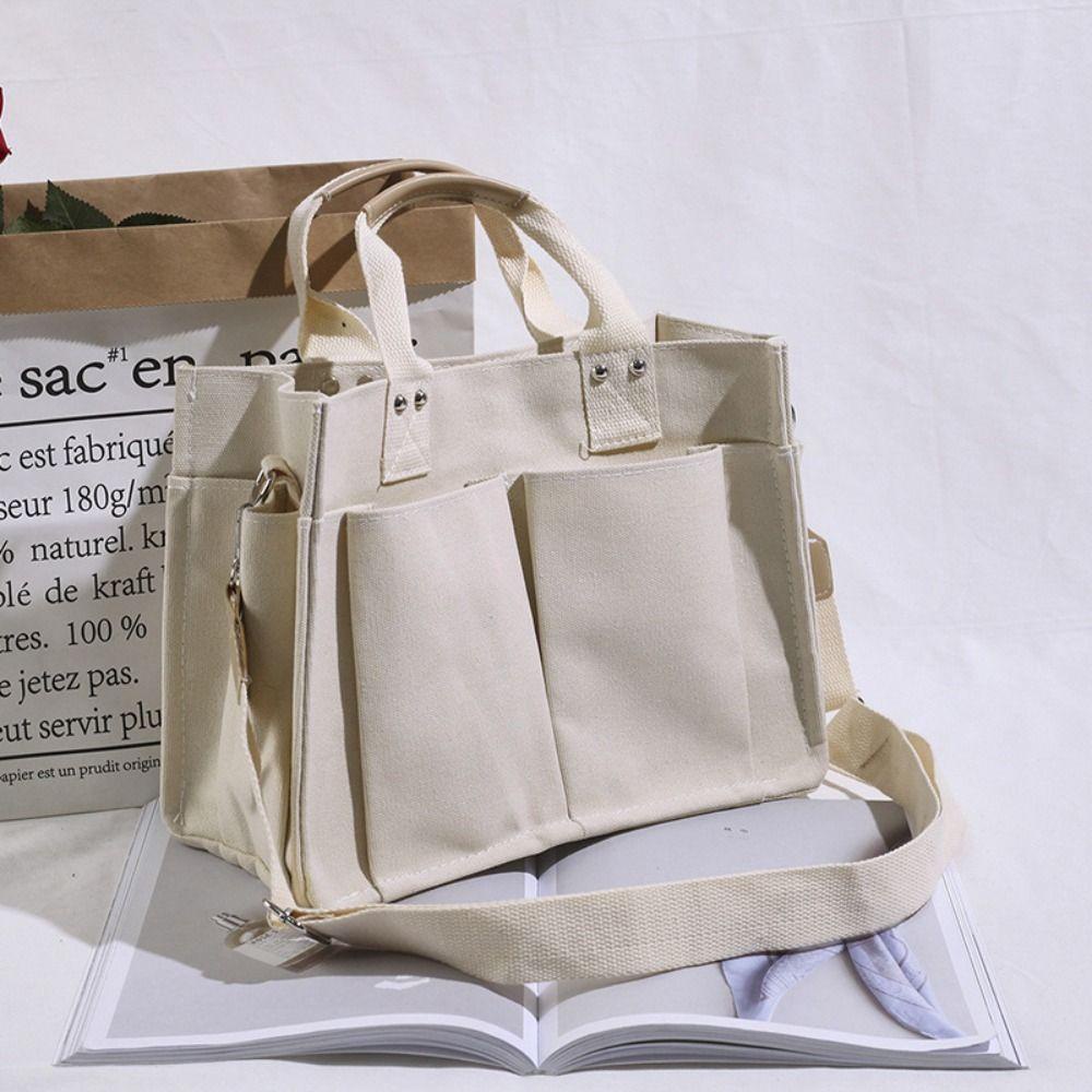 Túi Xách Canvas Sức Chứa Lớn Màu Trơn Đơn Giản Cho Nữ