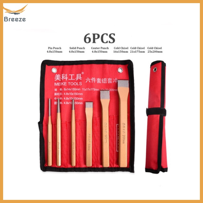 Bộ 6 Dụng Cụ Đục Lỗ Cho Xây Dựng Kèm Túi Đựng