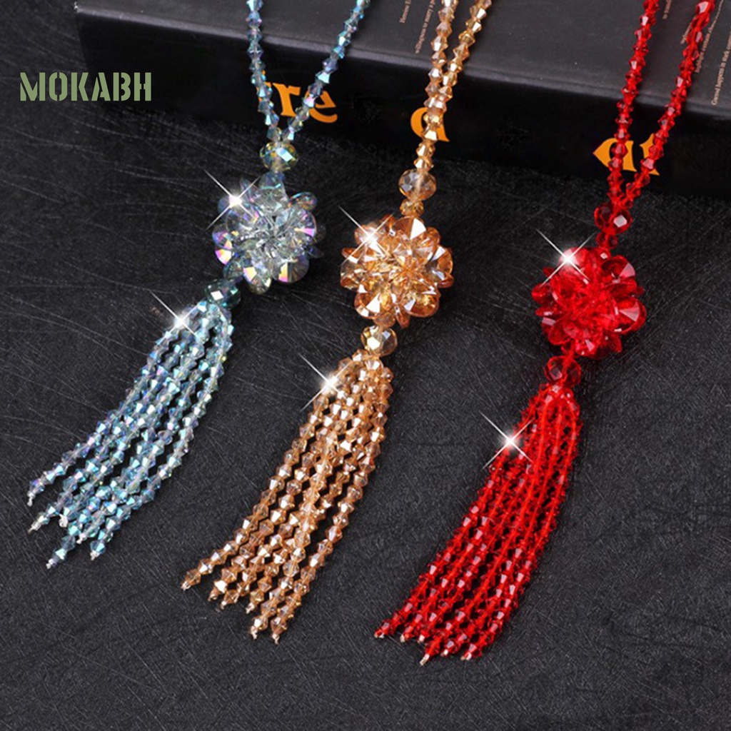 [Mok Abh] Vòng Cổ Nữ Hạt Pha Lê Giả Thắt Nút Dáng Dài Lấp Lánh Dễ Phối Đồ