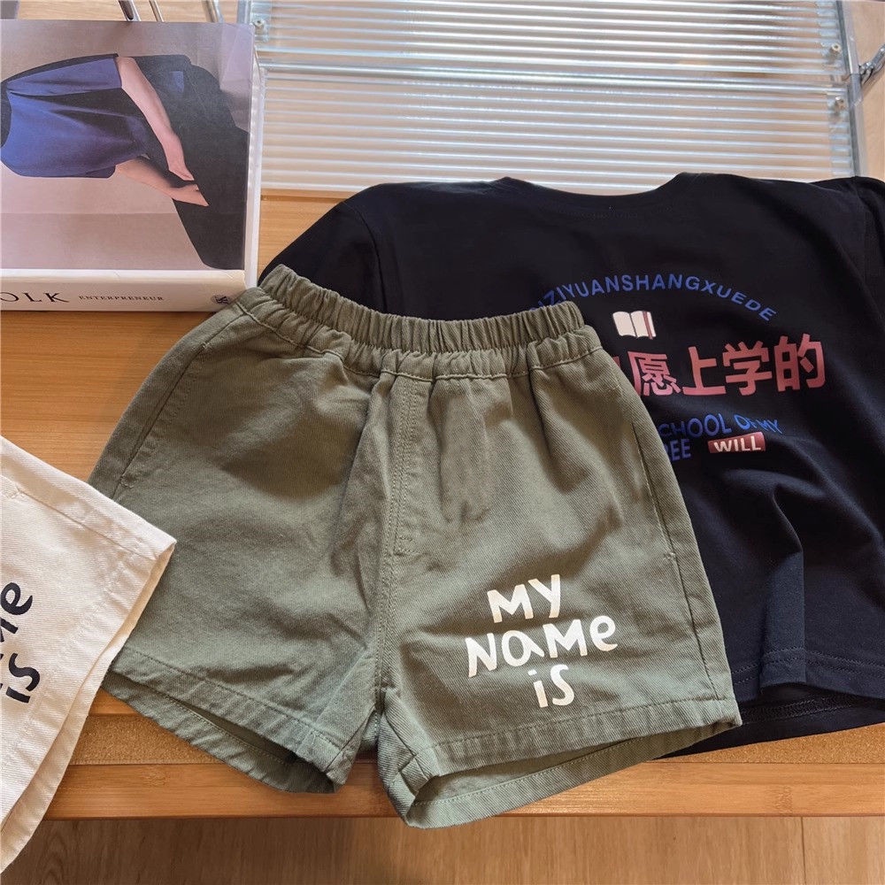 Quần Short Vải Cotton Mỏng Màu Xanh Quân Đội Phong Cách Hàn Quốc Thời Trang Mùa Hè Cho Bé Trai