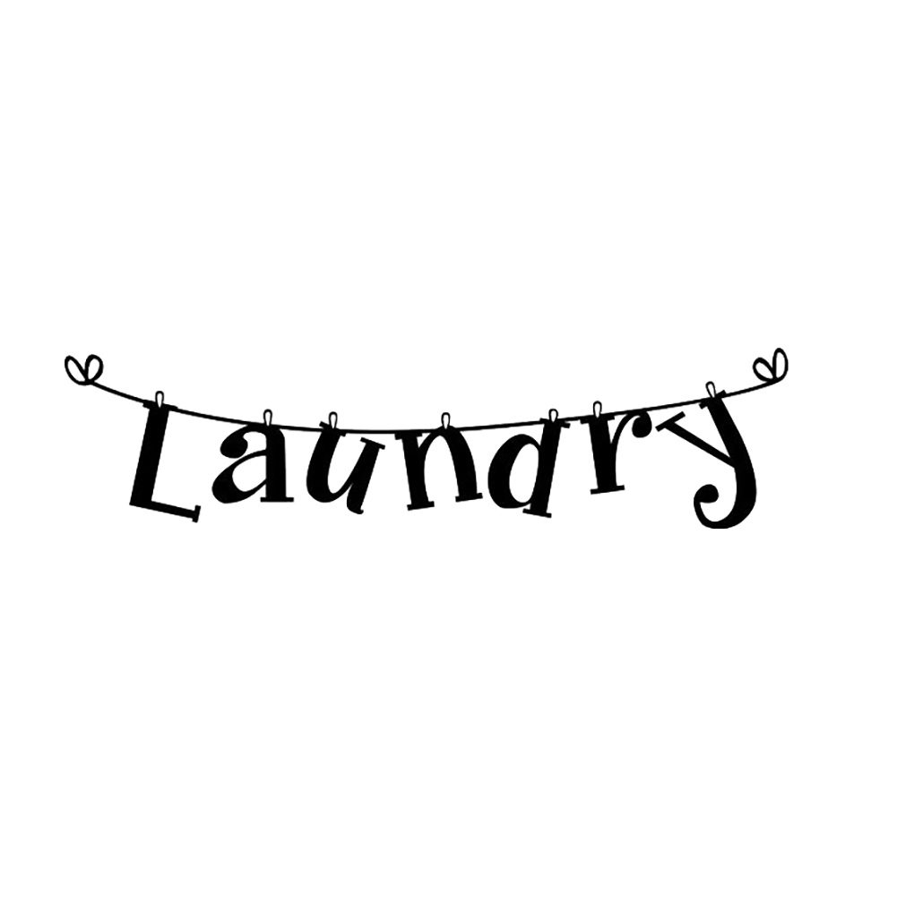 Miếng Dán Tường Trang Trí In Chữ Laundry Thời Trang Tháo Rời Được