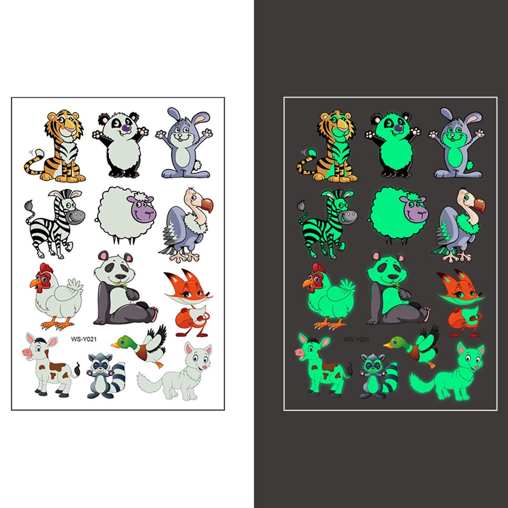 Set 12 Hình Xăm Dán Tạm Thời Phát Sáng Trong Tối Cho Trẻ Em