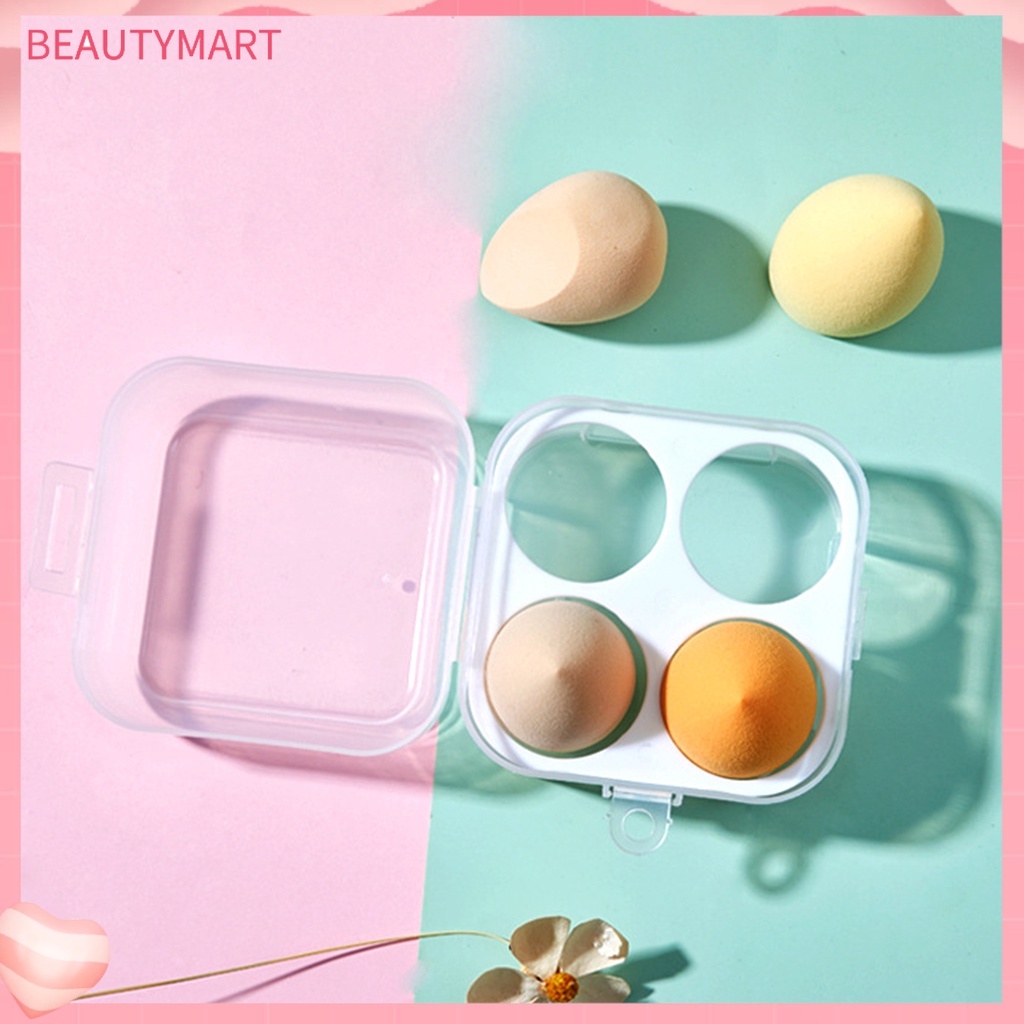 Hộp Đựng Mút Trang Điểm 4 Ngăn Trong Suốt Tiện Dụng