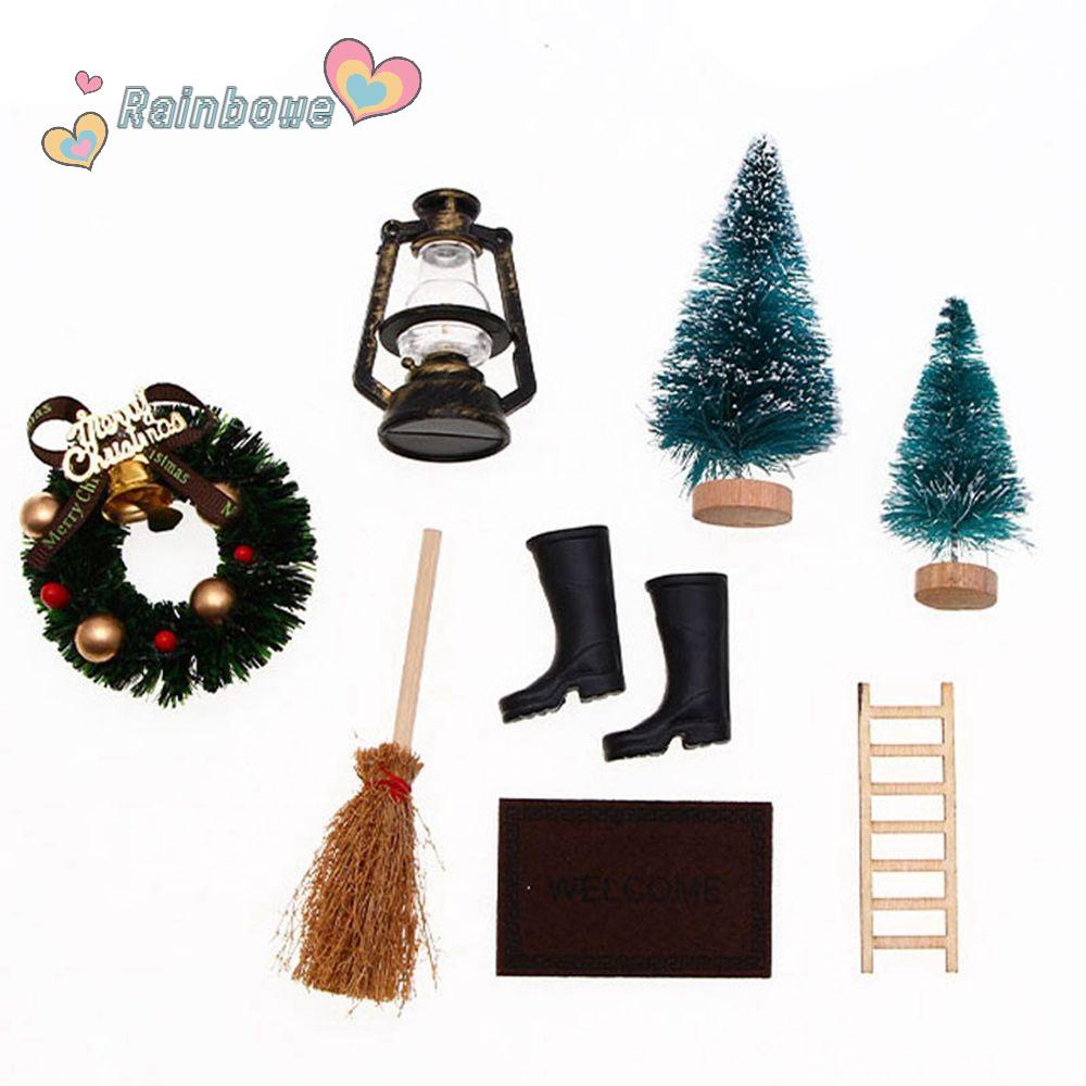 RAINBOW 1 Bộ Thảm Và Cây Chổi Mini Trang Trí Nhà Búp Bê