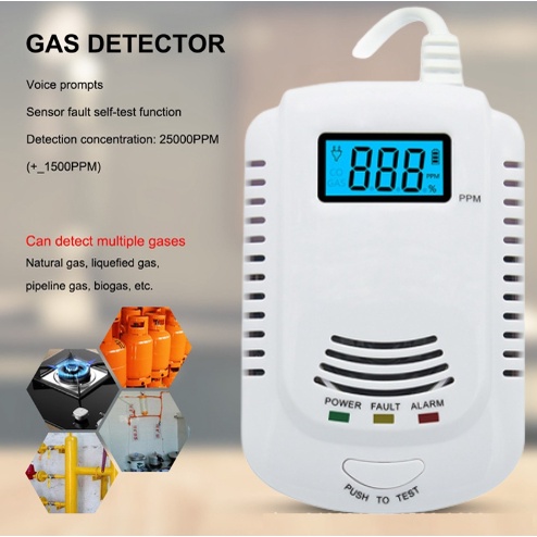 Đầu dò báo động khí Gas LPG LNG Cảm biến rò rỉ khí tự nhiên Cảnh báo âm thanh ánh sáng An ninh gia đình Phòng cháy chữa cháy
