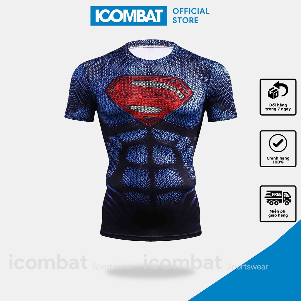 Áo Thể Thao Cosplay Siêu Anh Hùng ICOMBAT Thun lạnh Áo Thun Tập GYM Nam Nữ Ôm Body