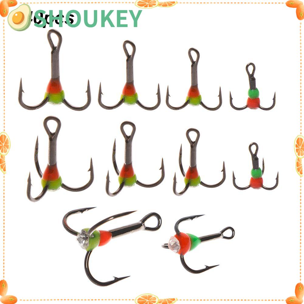 SHOUKEY Bộ 5 / 40 Móc Câu Cá Đá Viên Siêu Bền 4# 6# 8# 12# Nhẫn Thép Carbon Thời Trang Cá Tính