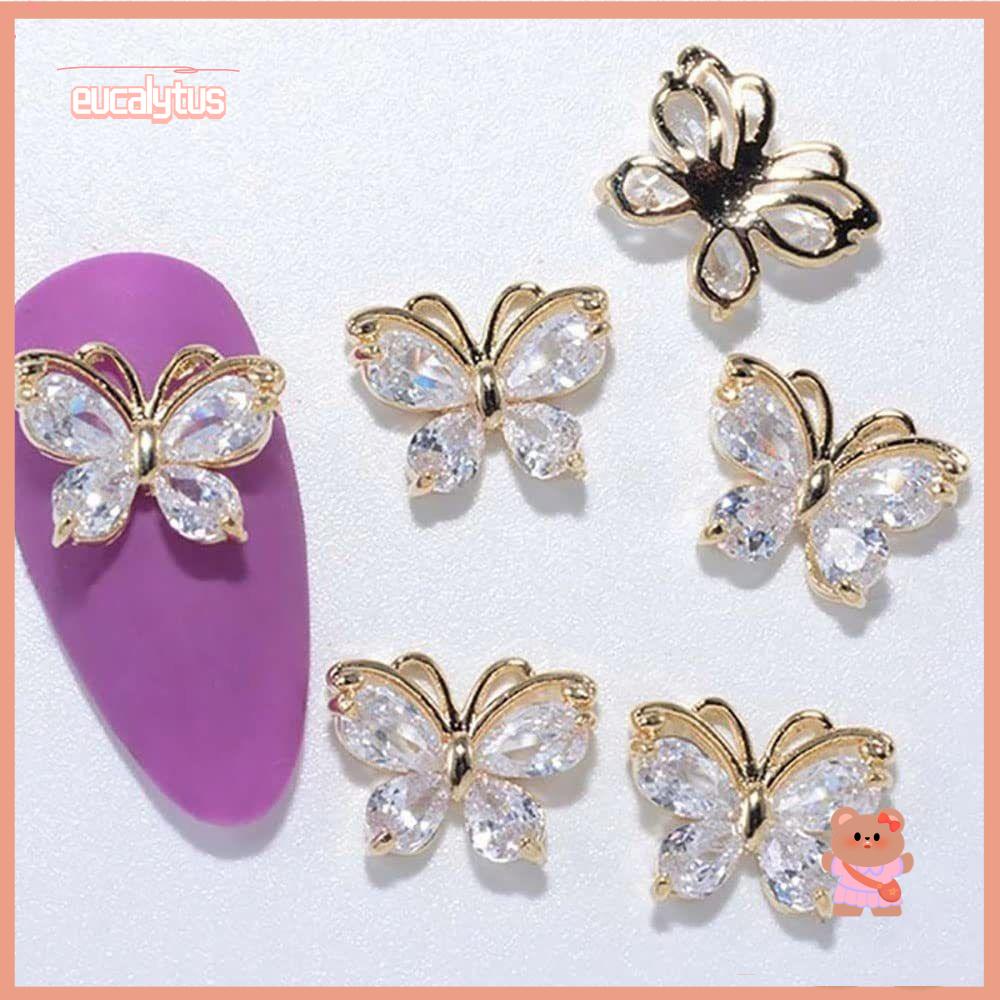 EUTUS Bộ 5 HạT ĐíNh Trang Trí MóNg HìNh BướM 3D