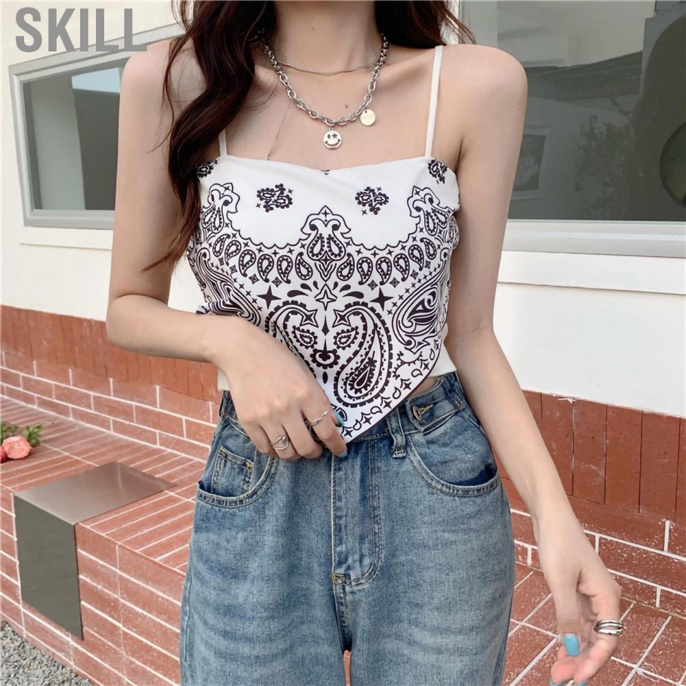 Skill Camisole Tank Top Print  Midriff Baring Charming Fashionable Bellyband Strap Tops for Summer