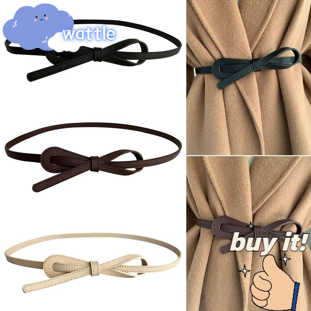 WATTLE Thắt Lưng Da Bản To Thiết Kế Thắt Nút Phong Cách Vintage Sang Trọng