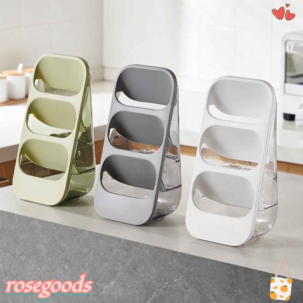 Hộp Đựng Đũa Và Muỗng 3 Tầng Bằng Nhựa Thoát Nước Chống Bụi Có Rãnh Xiên Cho Nhà Bếp