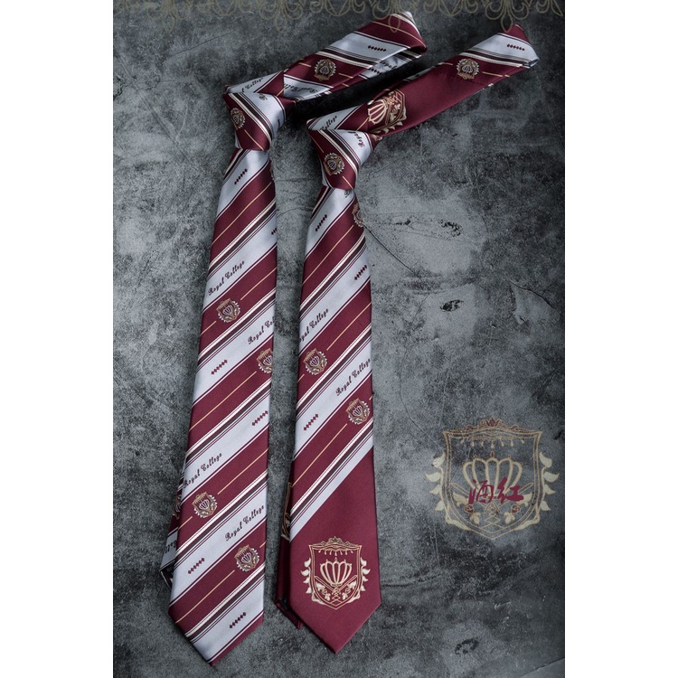 Cà Vạt Đồng Phục Màu Đỏ Đen Phong Cách Preppy Cao Cấp