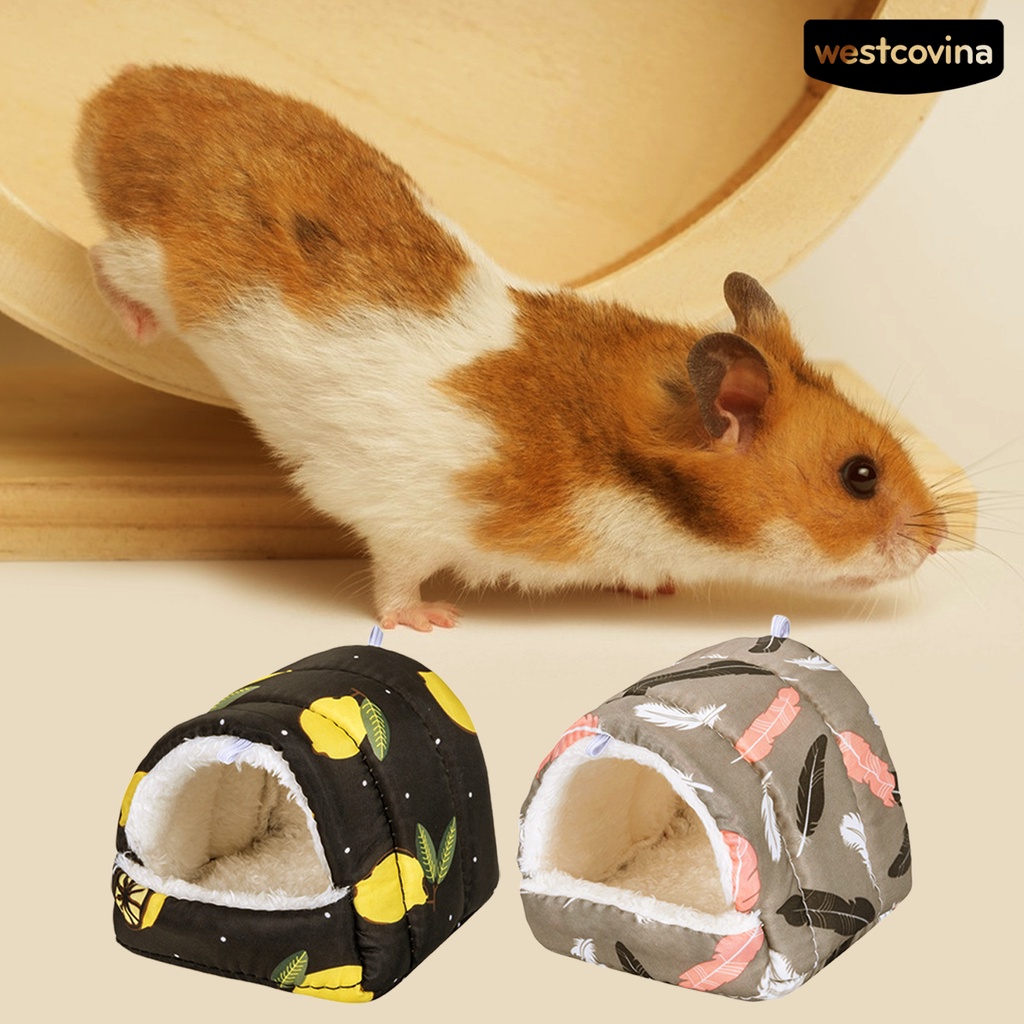 [COD]♞Nhà Cho Chuột Hamster Bán Kín Không Gian Lớn Mềm Mại Họa Tiết Lông Vũ