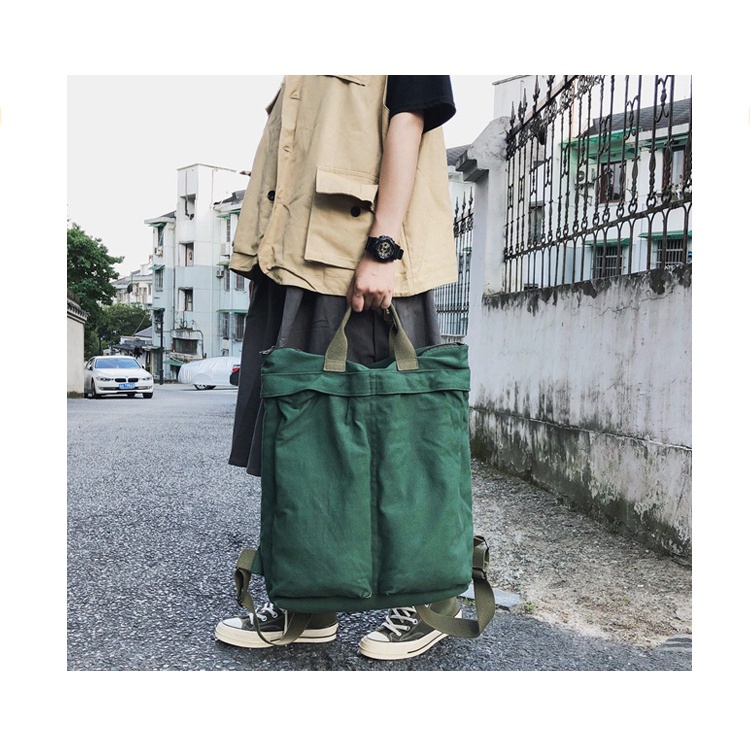 Ba Lô Đi Học / Du Lịch Vải Canvas Cỡ Lớn Phong Cách Hàn Quốc Thời Trang Cho Học Sinh