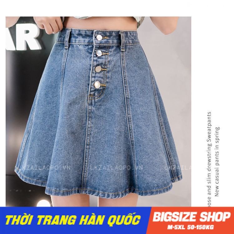 Chân váy denim nữ chân váy jeans bò nữ ngắn Bigsize chân váy nữ lưng cao cạp cao chữ a mùa hè Phong cách Hàn Quốc Thời Trang tiểu thư cá tính xinh đẹp cho người mập béo