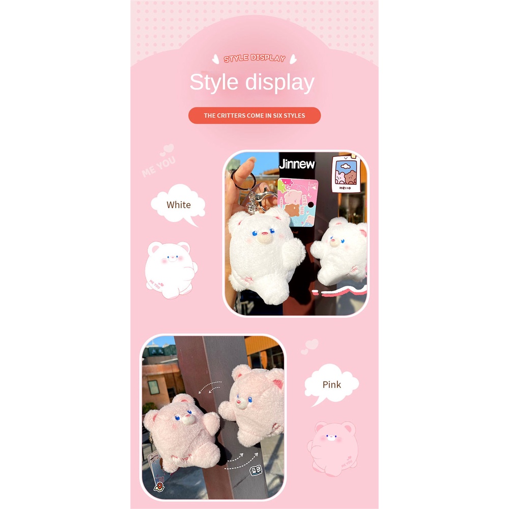 Nhãn dán móc khóa hình gấu nam châm Mặt dây chuyền sáng tạo Búp bê sang trọng Quà tặng mặt dây chuyền nhỏ
