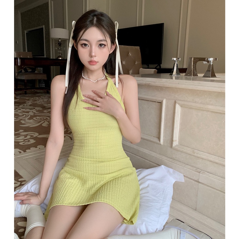 Đầm Cổ Yếm Cột Dây Thời Trang Mùa Hè Quyến Rũ Cho Nữ