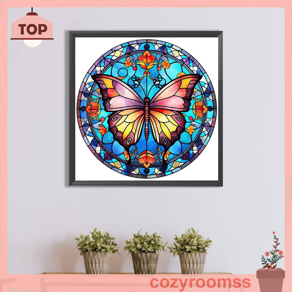 Tranh Đính Đá Kim Cương Toàn Bộ 5D DIY Hình Vẽ Bướm Bằng Kính