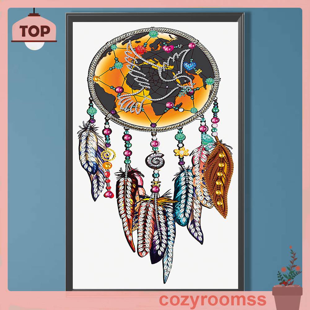 Tranh Đính Đá 5D DIY Họa Tiết Dreamcatcher Để Trang Trí Nhà