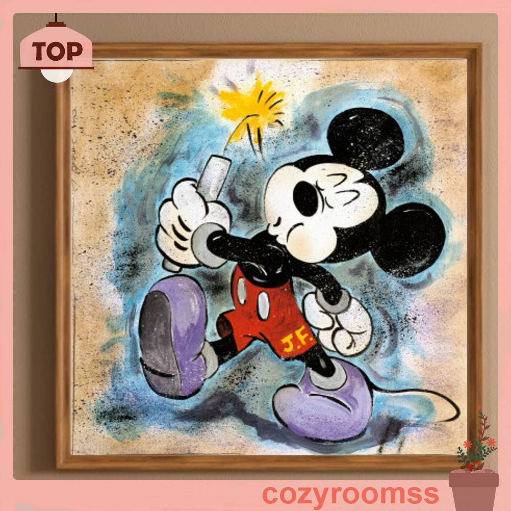 Bộ Tranh Đính Đá 5D Họa Tiết Hoạt Hình Mickey Độc Đáo DIY Dùng Trang Trí Nhà Cửa