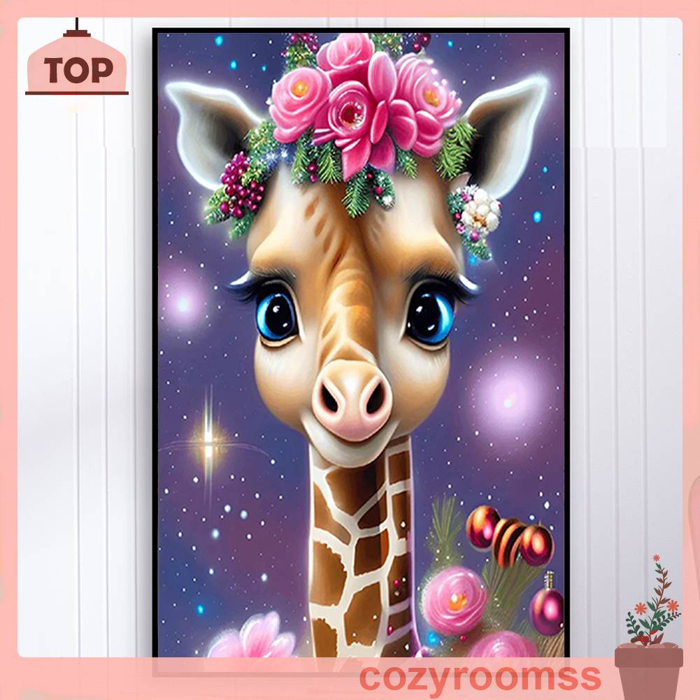 Bộ Tranh Đính Đá 5D Tự Làm Toàn Diện Hình Hươu Cao Cổ Trang Trí Nhà Cửa