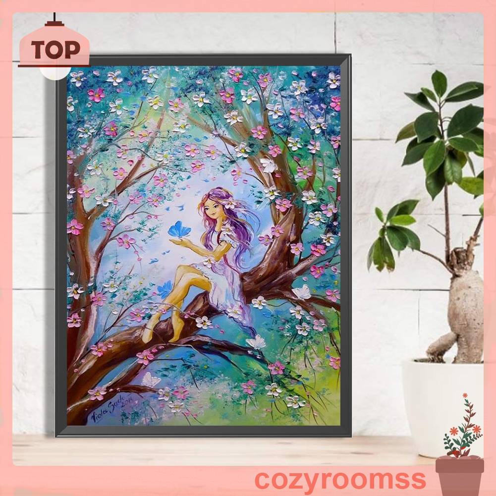 Bộ Tranh Đính Đá 5D Tự Làm Toàn Diện Hình Nàng Tiên Trang Trí Nhà Cửa