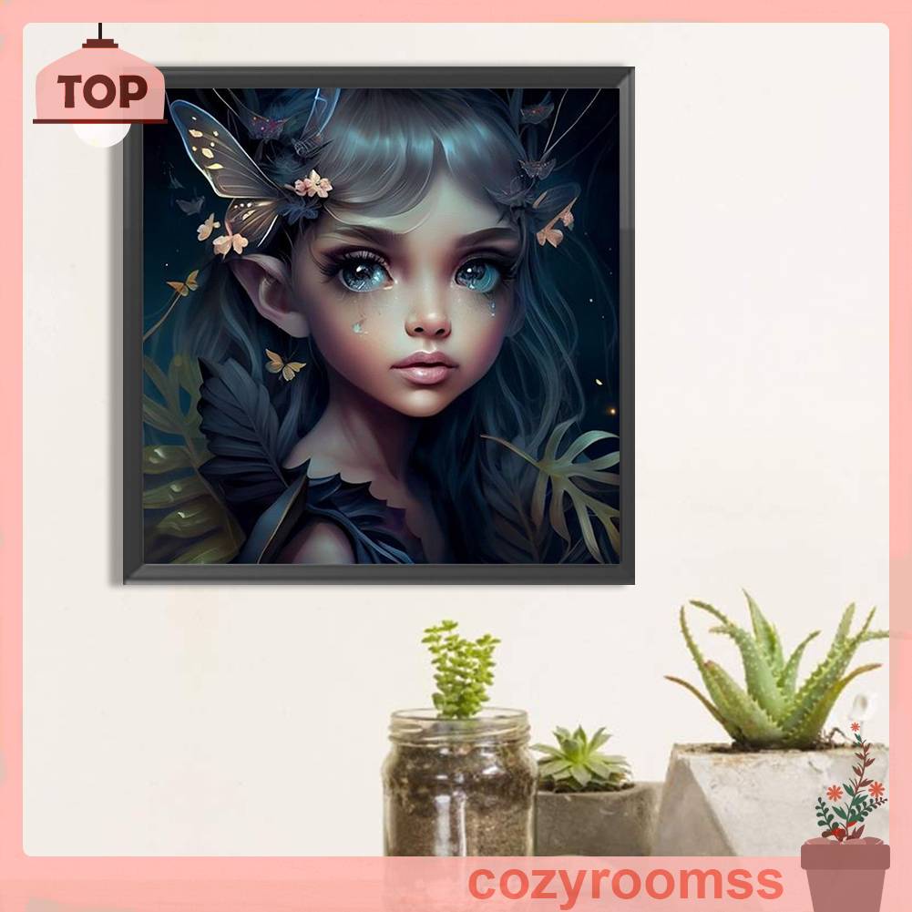 Tranh Đính Đá Kim Cương Toàn Bộ 5D DIY Hình Vẽ Cô Gái Elf Trang Trí Nhà Cửa