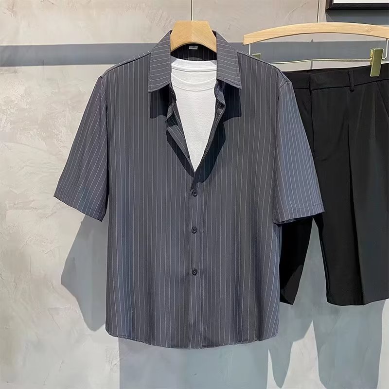 Áo Sơ Mi Lụa Mỏng In Họa Tiết Ngôi Sao Thời Trang Xuân Hè Cho Nam