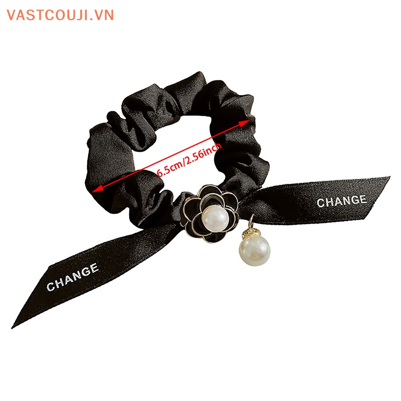 Dây Cột Tóc Ruy Băng Bản Lớn In Họa Tiết Hoa Trà VASTJI Thời Trang Mùa Hè Cho Nữ