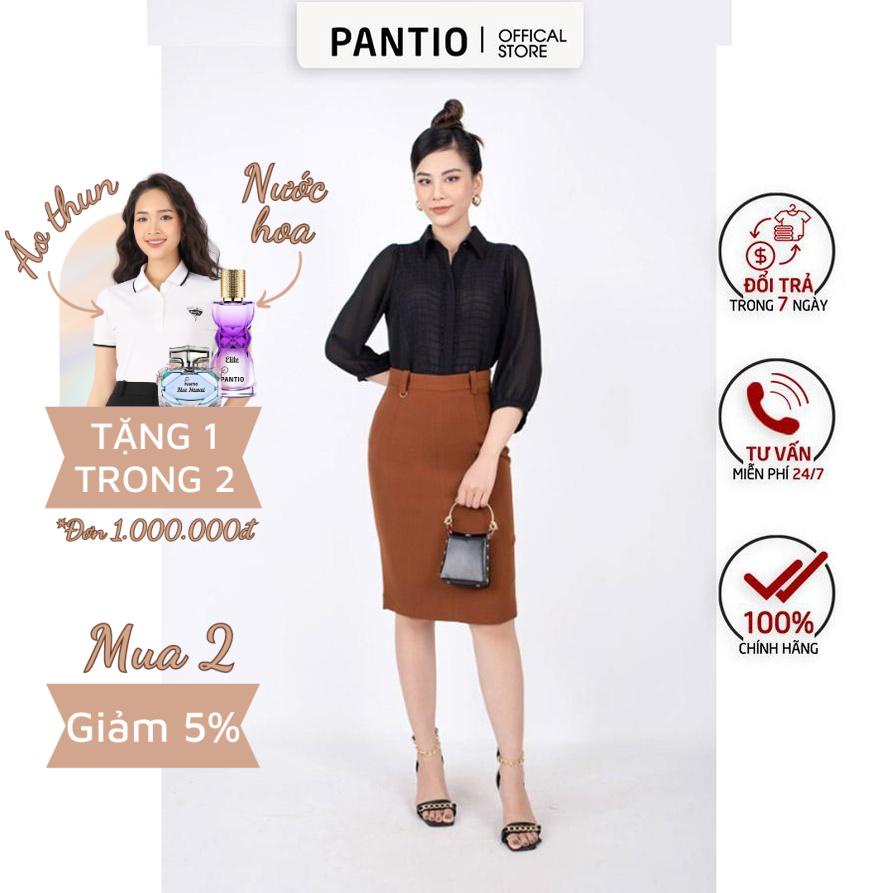 FAS33211 - Áo sơ mi kiểu công sở vải chiffon dáng suông thân xếp mí tay bồng pha vải voan - Pantio