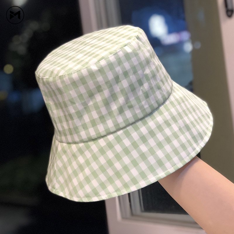 Nón Vành Sọc Ca Rô Nhỏ Phong Cách Nhật Hàn Thời Trang Mới 2023 Dành Cho Nữ