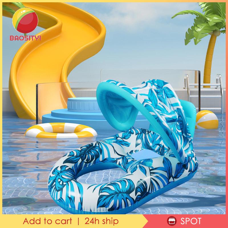 [Baosity1] Ghế Phao Bơm Hơi Mái Hiên Kèm Mái Che Nắng Ổn Định Màu Xanh Dương Dành Cho Người Lớn