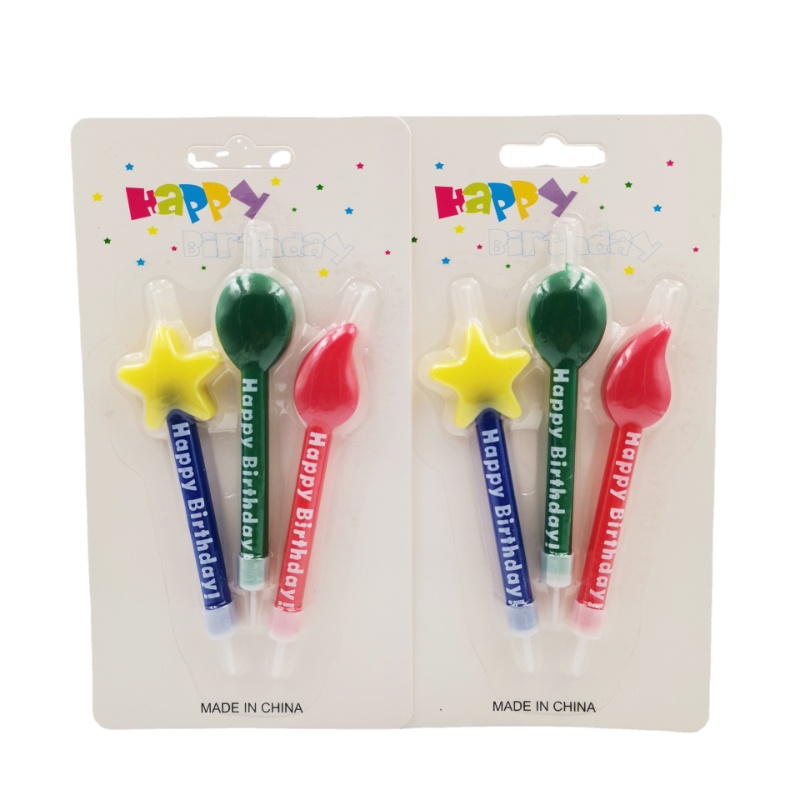 Set 3 Nến Sinh Nhật Hình Ngôi Sao Năm Cánh Hoạt Hình Sáng Tạo