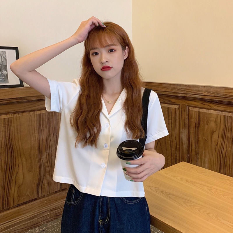 Áo Sơ Mi Chiffon Tay Ngắn Cổ Bẻ Dáng Ôm Phong Cách Hong Kong Thời Trang Mùa Hè Hàng Mới