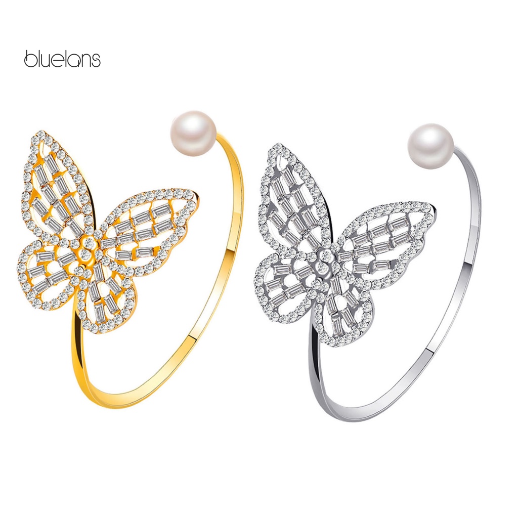 Vòng Đeo Tay Bluelans Mở Linh Hoạt Bằng Hợp Kim Hình Bướm Có Thể Điều Chỉnh Cho