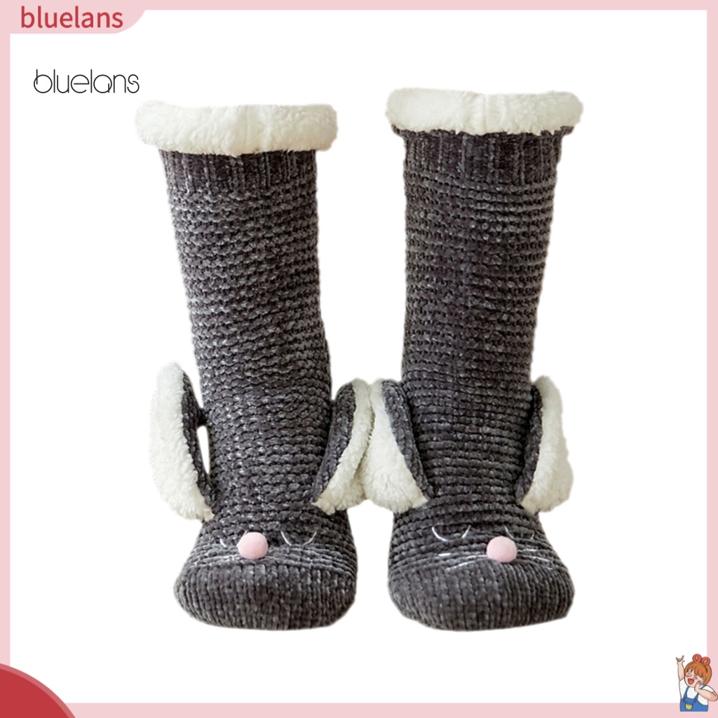 1 Đôi Tất Dệt Kim Co Giãn In Hình Thỏ Hoạt Hình Phong Cách Giáng Sinh Cho Nữ