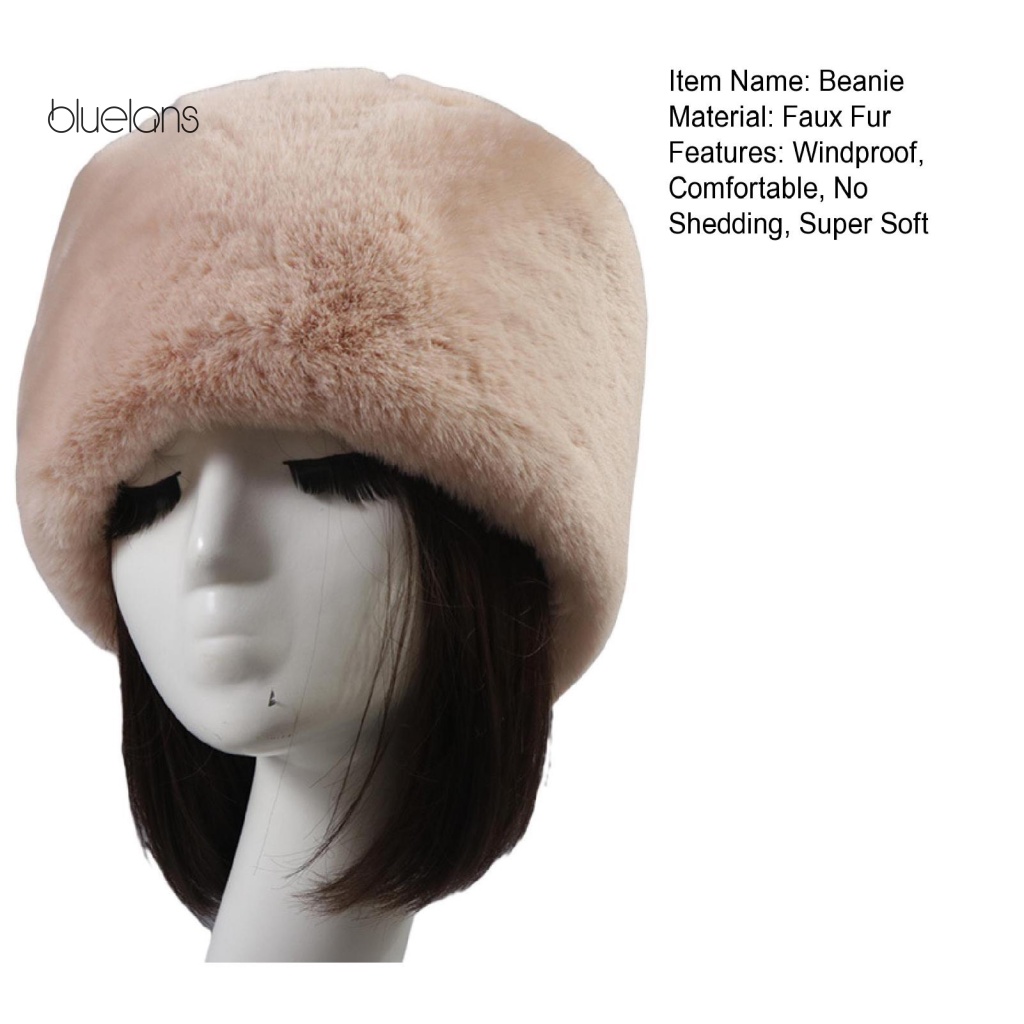 Mũ beanie Đính Lông Giả Dày Dặn Phong Cách Nga Chống Gió Thời Trang Mùa Đông Cho Nữ