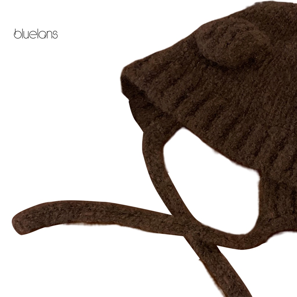 Mũ Dệt Kim Màu Trơn Trang Trí Tai Gấu Màu Sắc Xinh Xắn Thời Trang Mùa Đông Cho Nữ