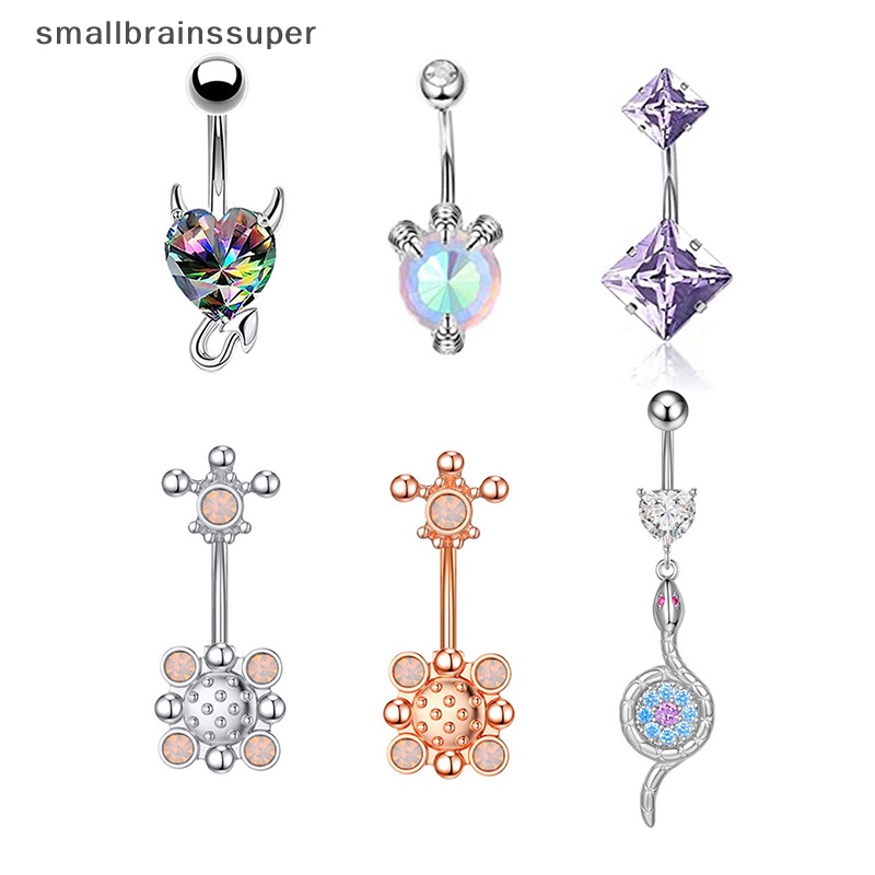 Khuyên Rốn Bằng Thép Không Gỉ Dát Đá Zircon SBS