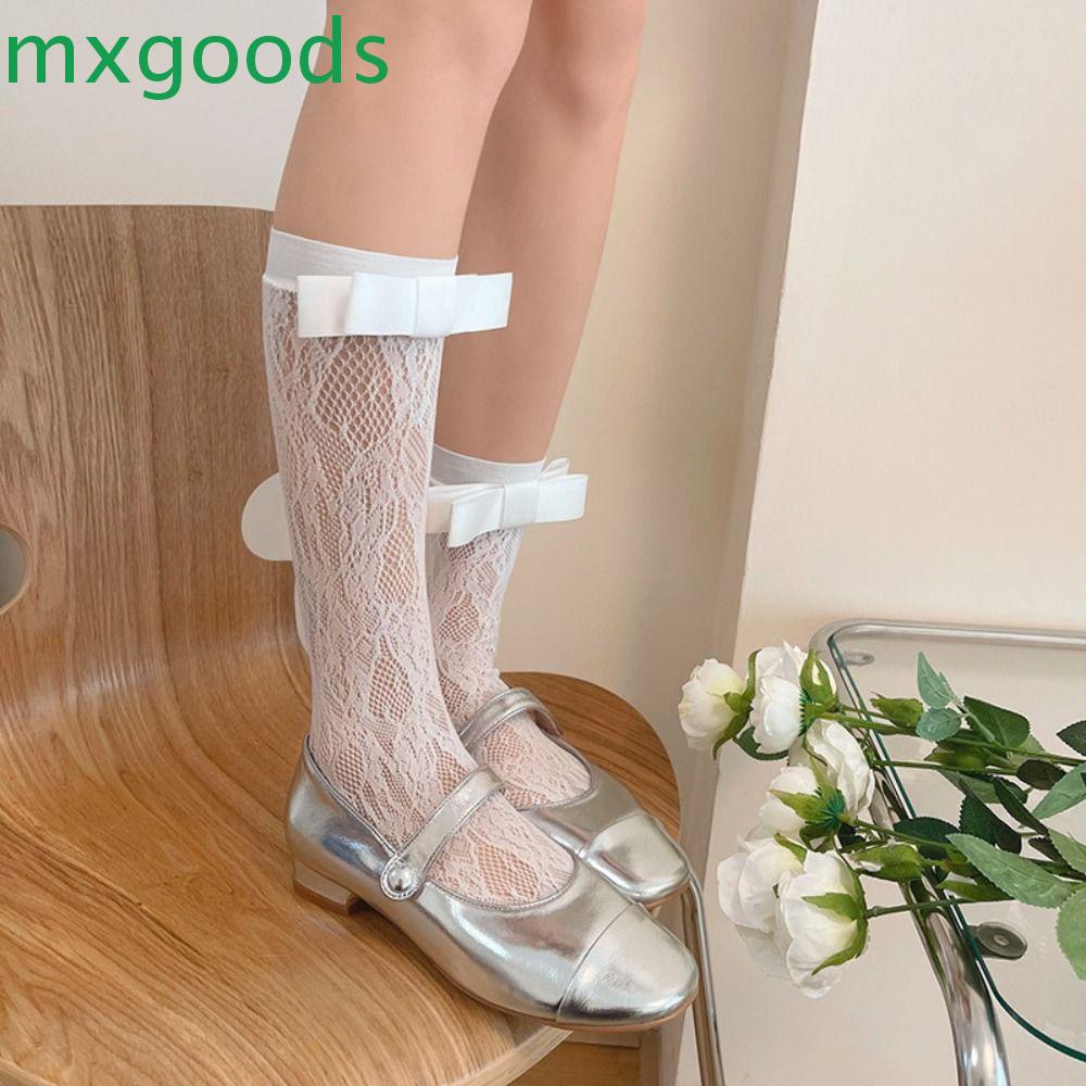 MXGOODS Vớ Lụa Phối Ren Mỏng Đính Nơ Phong Cách Lolita Nhật Bản Thời Trang Cho Nữ