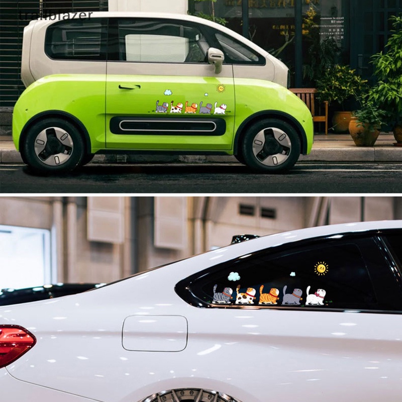 Set 5 Miếng Dán Chống Thấm Nước Hình Mèo Leo Cây Ngộ Nghĩnh Trang Trí Xe Hơi