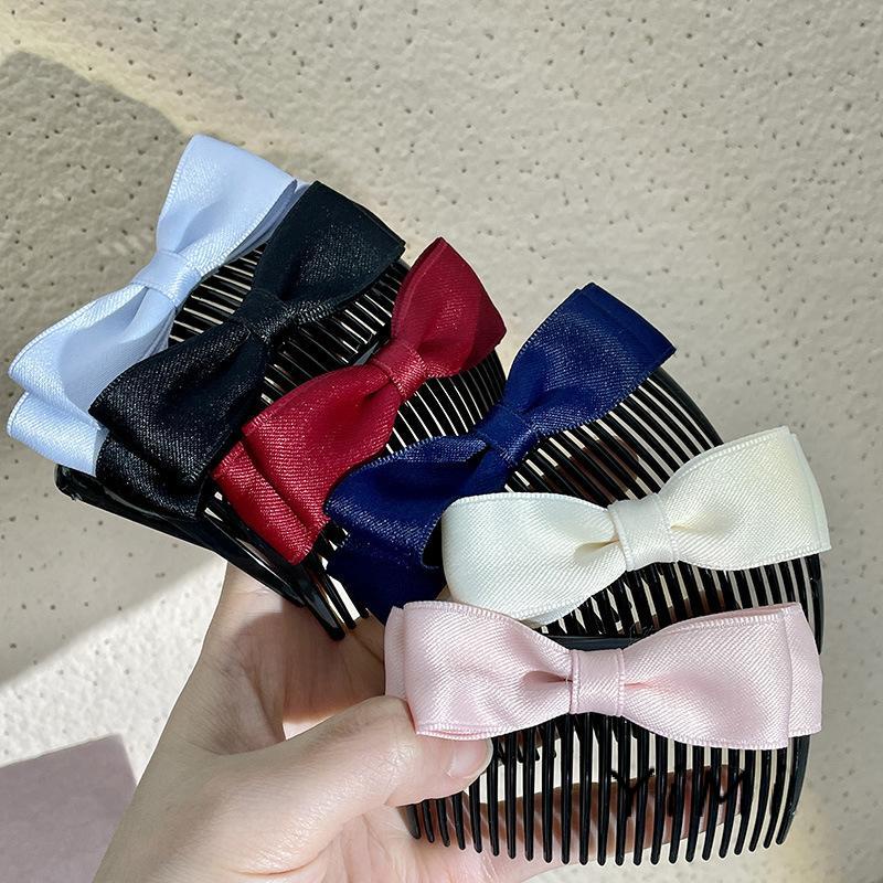 Lược Cài Tóc Vải Satin Thắt Nơ Kiểu Công Chúa Dễ Thương