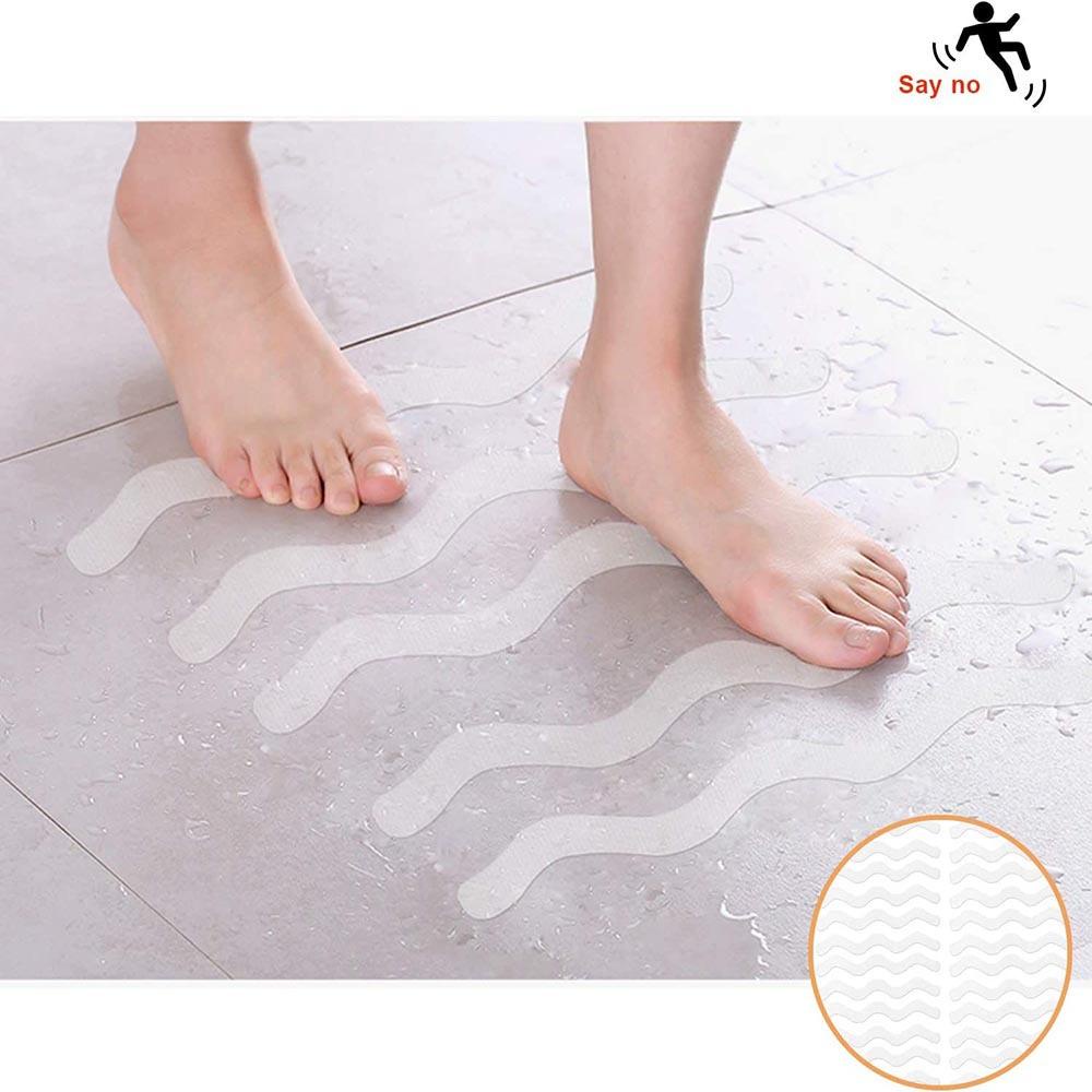 Anti Slip Shower Stickers Safety Bathtub Strips Adhesive Decals with Premium Scraper