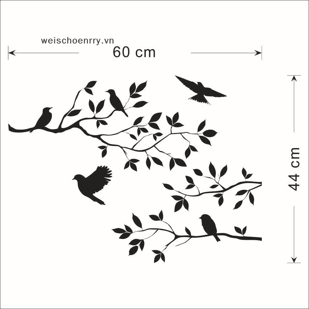 Decal dán tường Họa Tiết Cây Và Chim Chóc Dễ Thương Bắt MắtBán Chạy VN