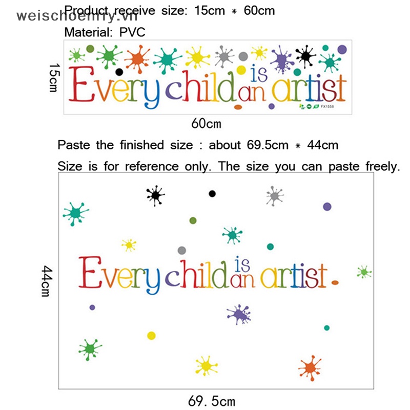 Sticker Dán Tường Họa Tiết Tục Ngữ Tiếng Anh Every child is an artist