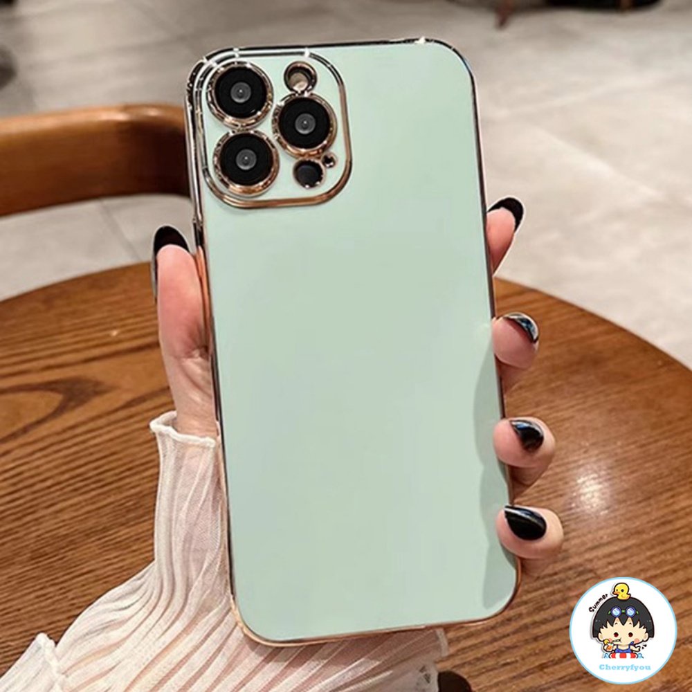 Ốp Điện Thoại TPU Mềm Khung Mạ Màu Trơn Sang Trọng Chống Dấu Vân Tay Chống Rơi Cho IPhone 11 Pro Max XR XS Max 7 8 Plus SE