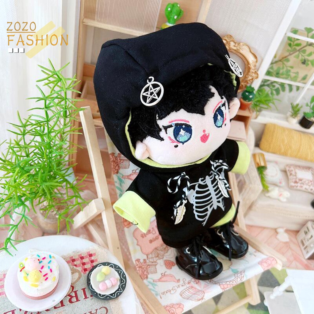 1 Bộ Áo Hoodie + Quần Dài Cotton 20cm In Họa Tiết Đầu Lâu Thời Trang Cho Búp Bê